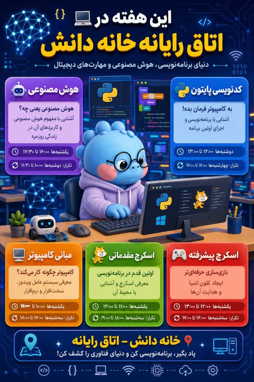 خانه دانش بنیاد ثبوتی تابستان 1405 - دوره کامپیوتر، اسکرچ، پایتون-زنجان